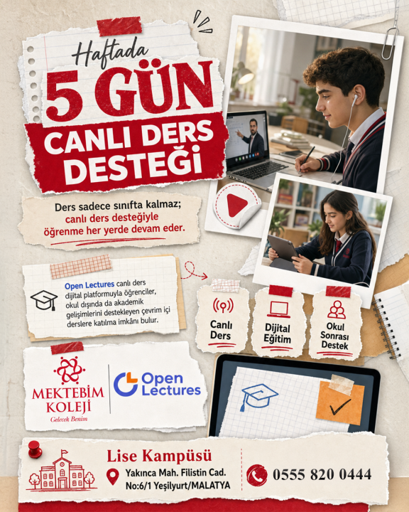 Malatya'da Tek Haftada 5 Gün Canlı Ders Desteği